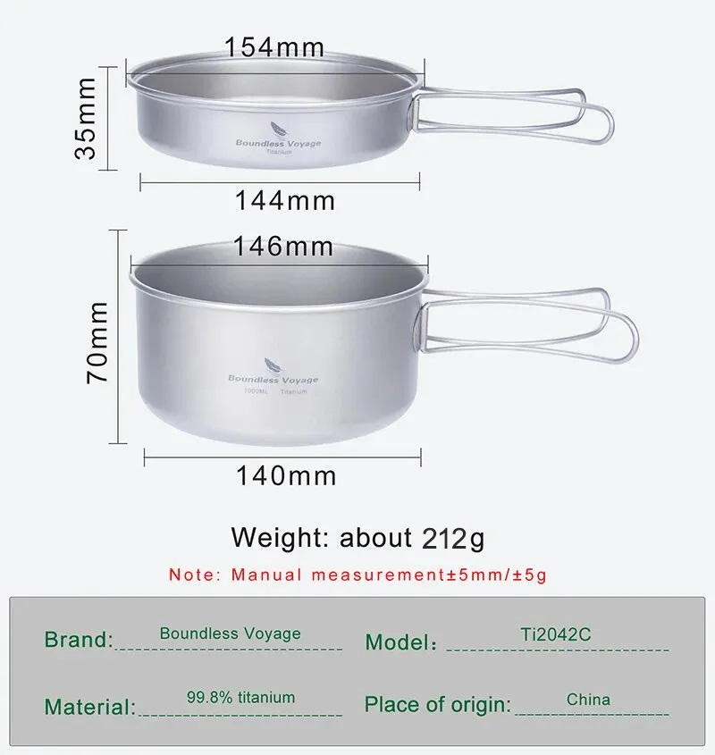 Boundless Voyage Titanium Pot  - Quality Camping Cooking Set ulasan dan harga